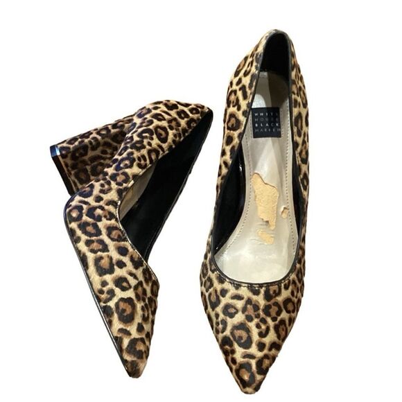 White House Black Market Elisa Signature Leopard Calf Hair Pointed Heels Sz 6 - Picture 8 of 13